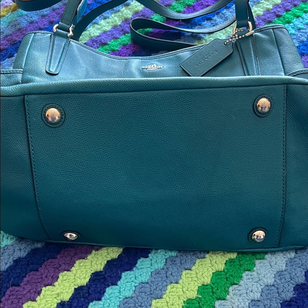 Coach Teal Leather Bag - Baby Bag or Work - Picture 2 of 11